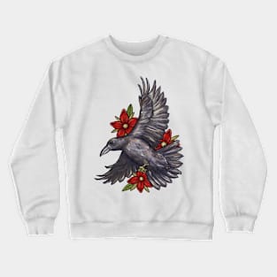 Raven With Flowers Crewneck Sweatshirt